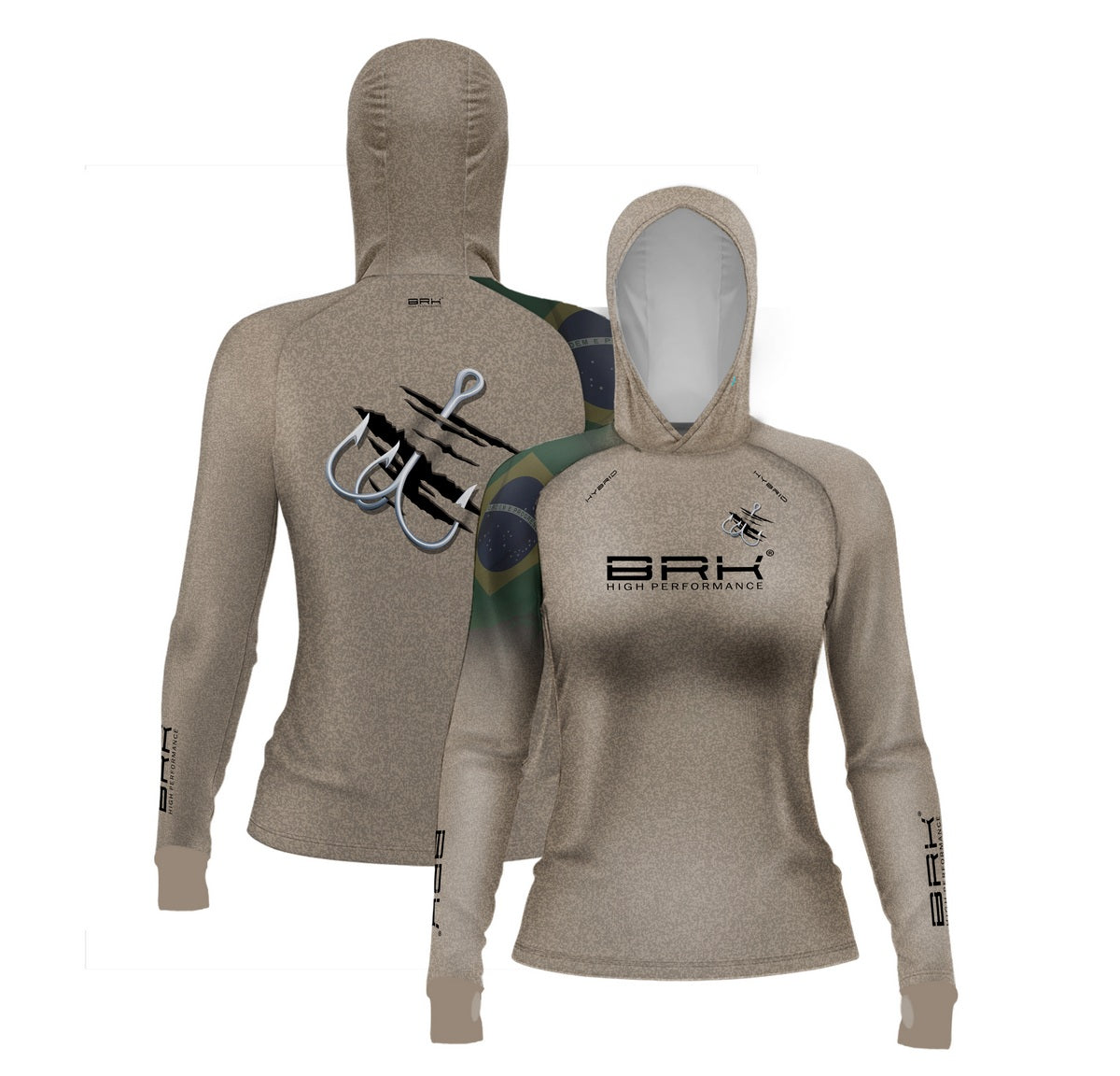 Camisa de Pesca Feminina Brk com Luva e Capuz Hybrid Clean Garateia com Proteção Solar UV50+ Brk Fishing
