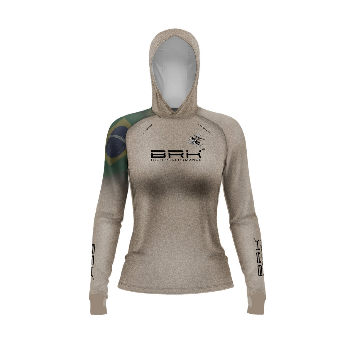 Camisa de Pesca Feminina Brk com Luva e Capuz Hybrid Clean Garateia com Proteção Solar UV50+ Brk Fishing