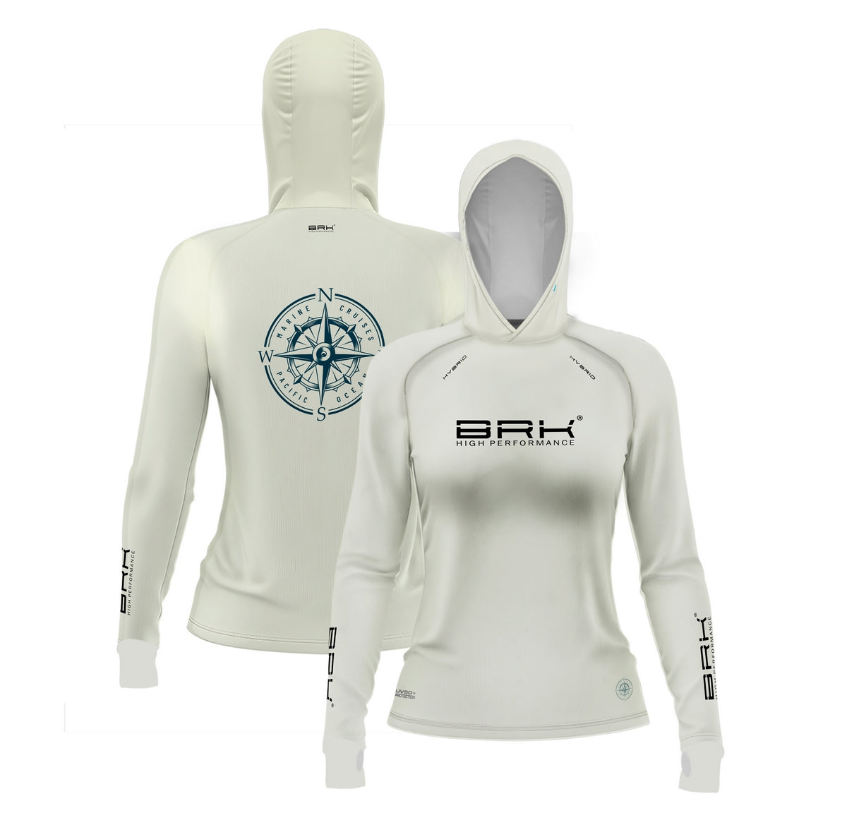Camisa de Pesca Feminina Brk com Luva e Capuz Hybrid Marine Cruiser com Proteção Solar UV50+ Brk Fishing