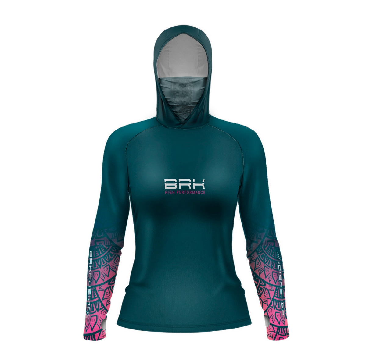 Camisa FusionX Feminina Maori Verde-Azul BRK com Proteção Solar UV50+ - Brk Fishing