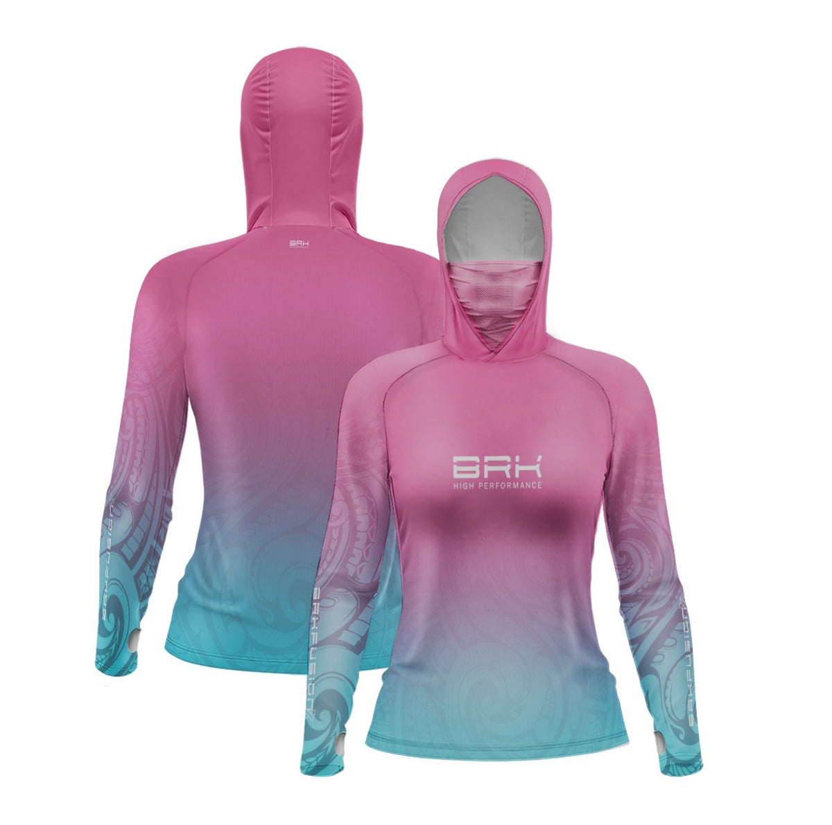 Camisa FusionX Feminina Maori Rosa-Azul BRK com Proteção Solar UV50+ - Brk Fishing