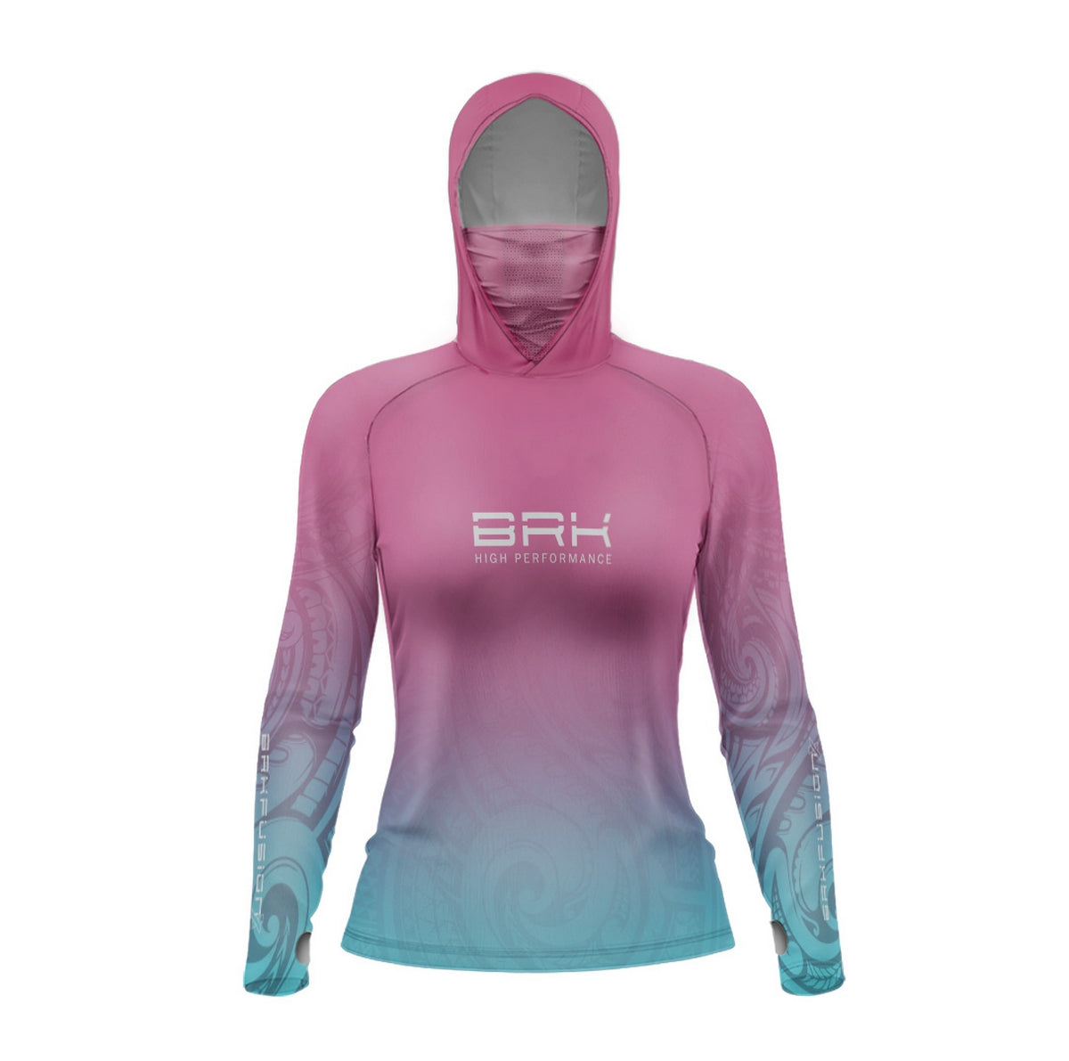 Camisa FusionX Feminina Maori Rosa-Azul BRK com Proteção Solar UV50+ - Brk Fishing