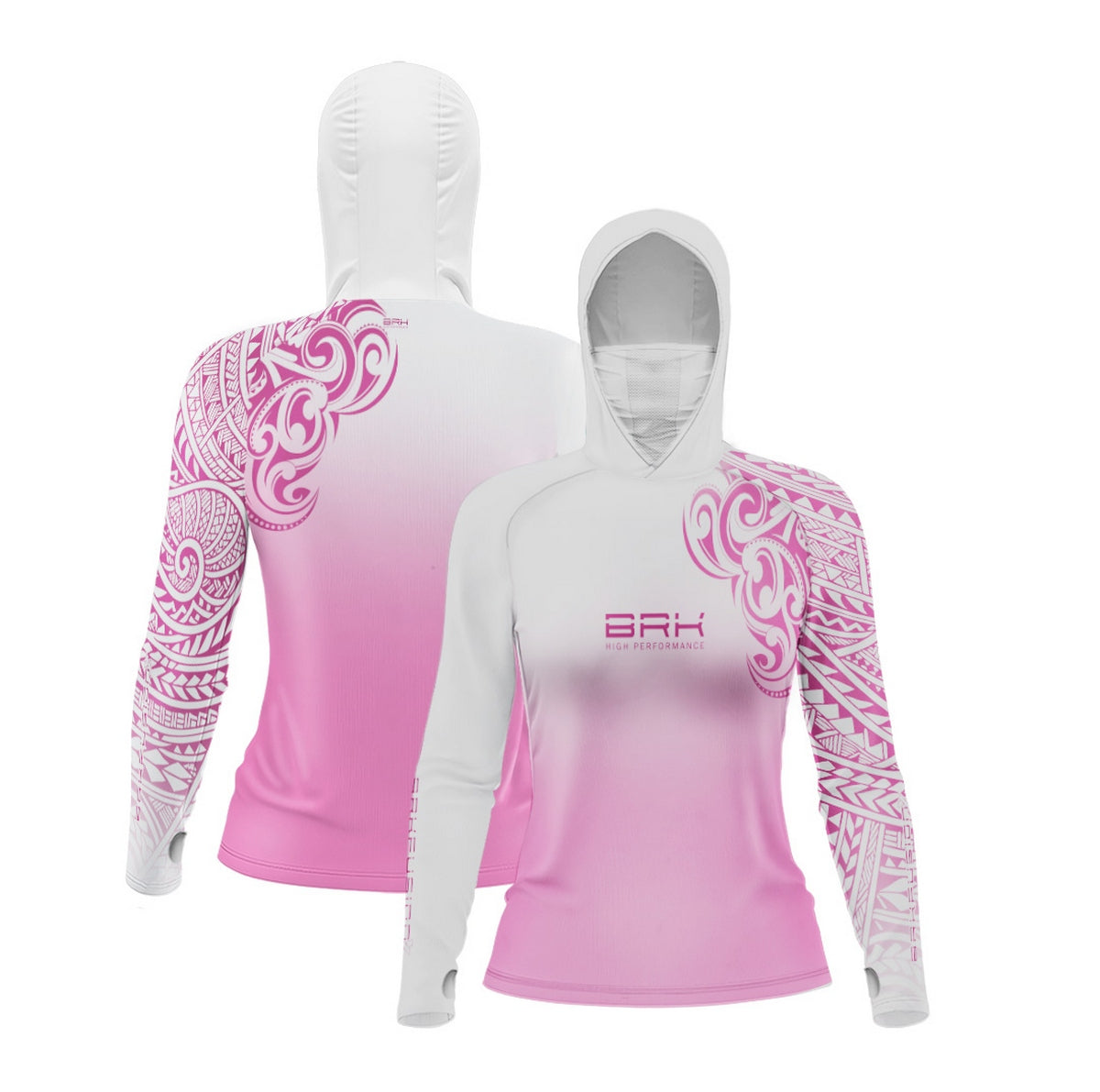 Camisa FusionX Feminina Maori Tribal Degradê Rosa BRK com Proteção Solar UV50+ - Brk Fishing