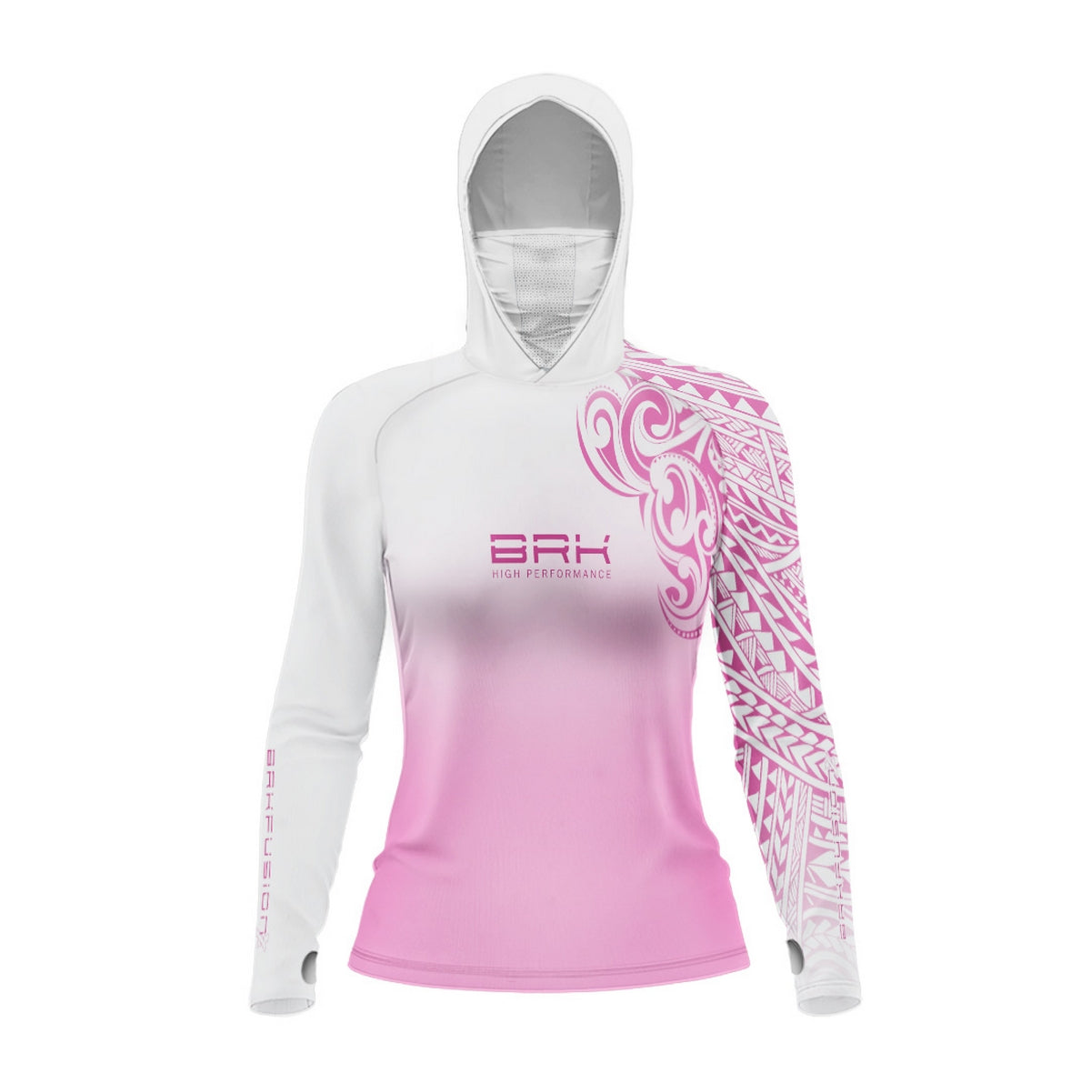 Camisa FusionX Feminina Maori Tribal Degradê Rosa BRK com Proteção Solar UV50+ - Brk Fishing