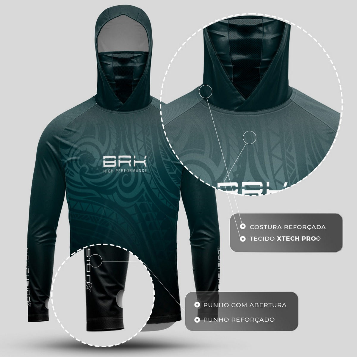 Camisa FusionX Maori Azul Profundo BRK com Proteção Solar UV50+ - Brk Fishing