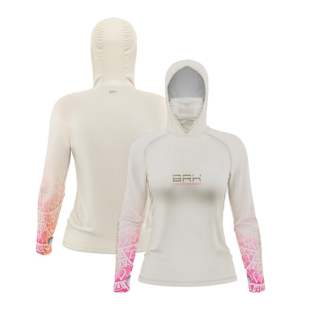 Camisa FusionX Feminina Maori Tribal Rosa-Branca BRK com Proteção Solar UV50+ - Brk Fishing