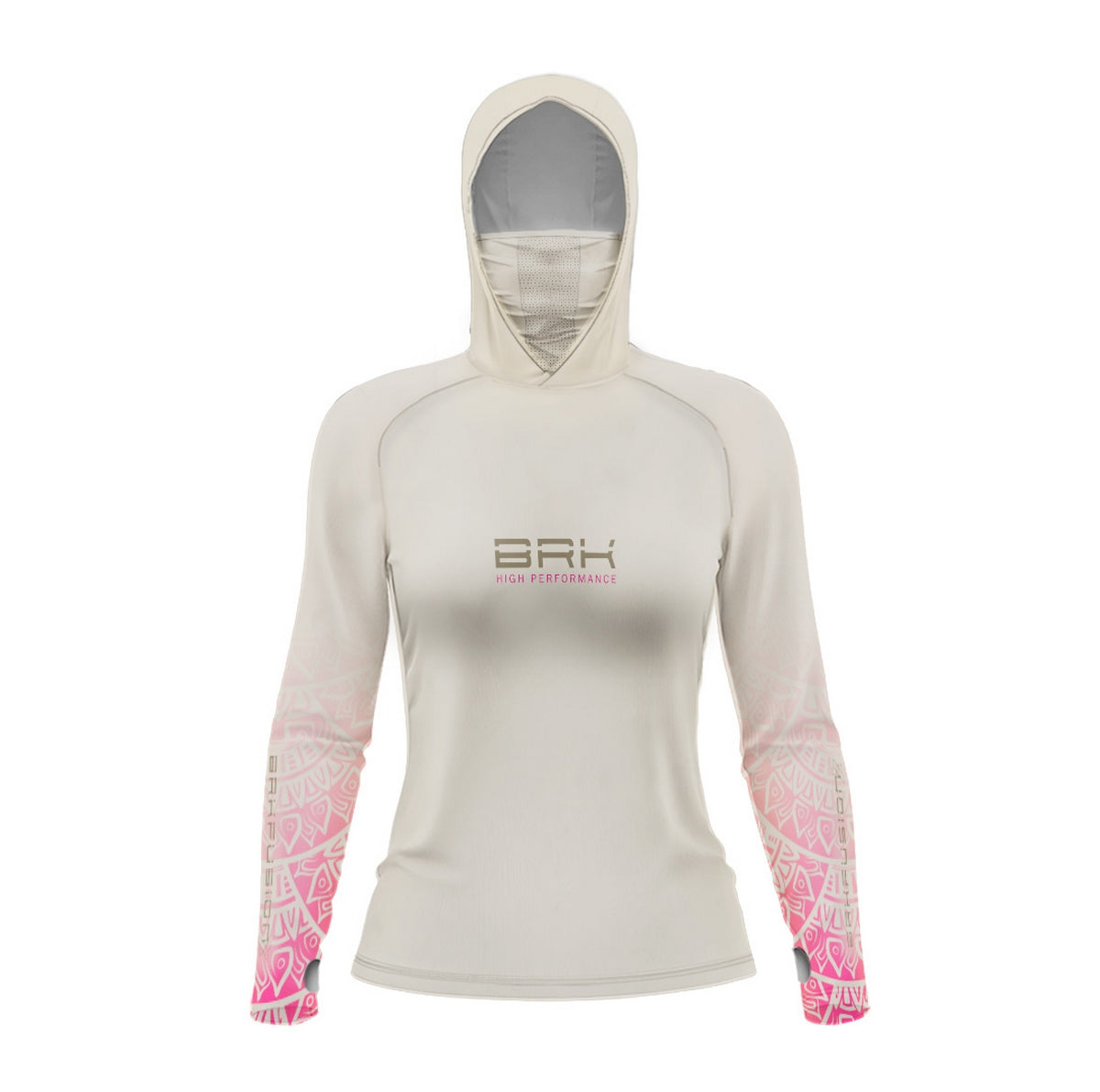 Camisa FusionX Feminina Maori Tribal Rosa-Branca BRK com Proteção Solar UV50+ - Brk Fishing