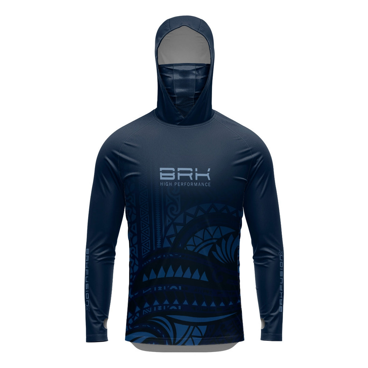 Camisa FusionX Maori Tribal Azul-Escuro BRK com Proteção Solar UV50+ - Brk Fishing