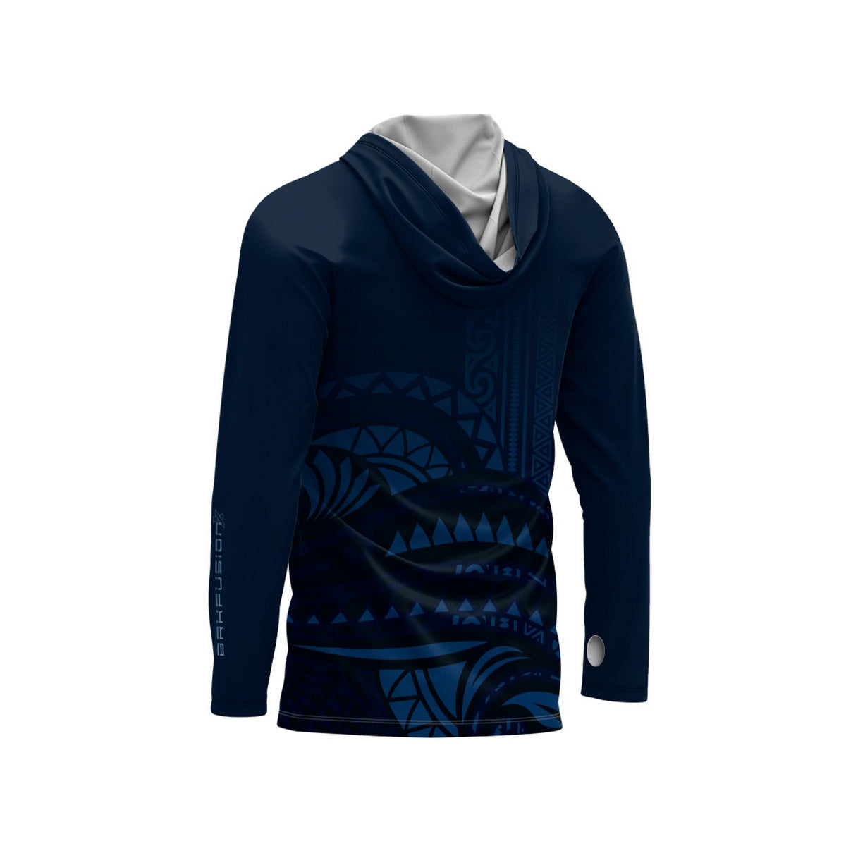 Camisa FusionX Maori Tribal Azul-Escuro BRK com Proteção Solar UV50+ - Brk Fishing