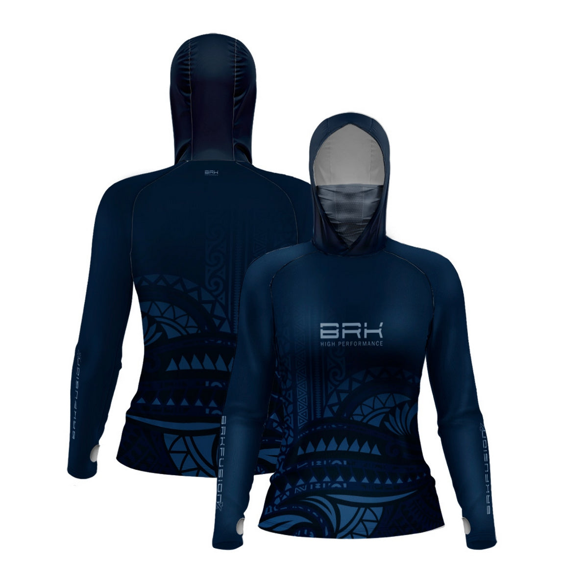 Camisa FusionX Feminina Maori Tribal Azul-Escuro BRK com Proteção Solar UV50+ - Brk Fishing