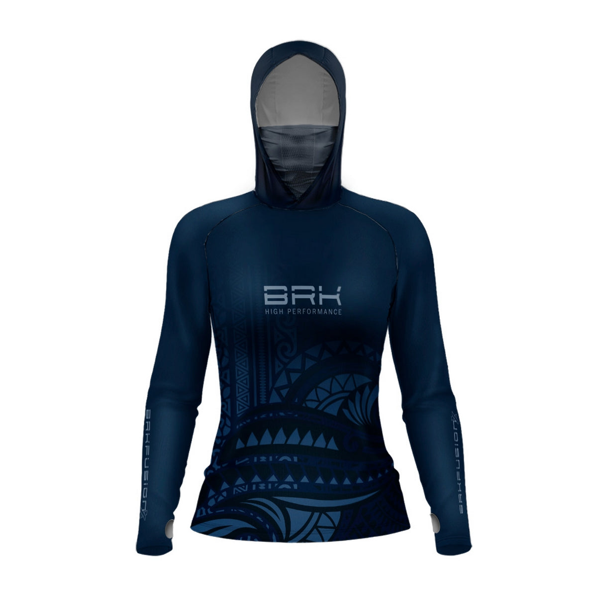 Camisa FusionX Feminina Maori Tribal Azul-Escuro BRK com Proteção Solar UV50+ - Brk Fishing