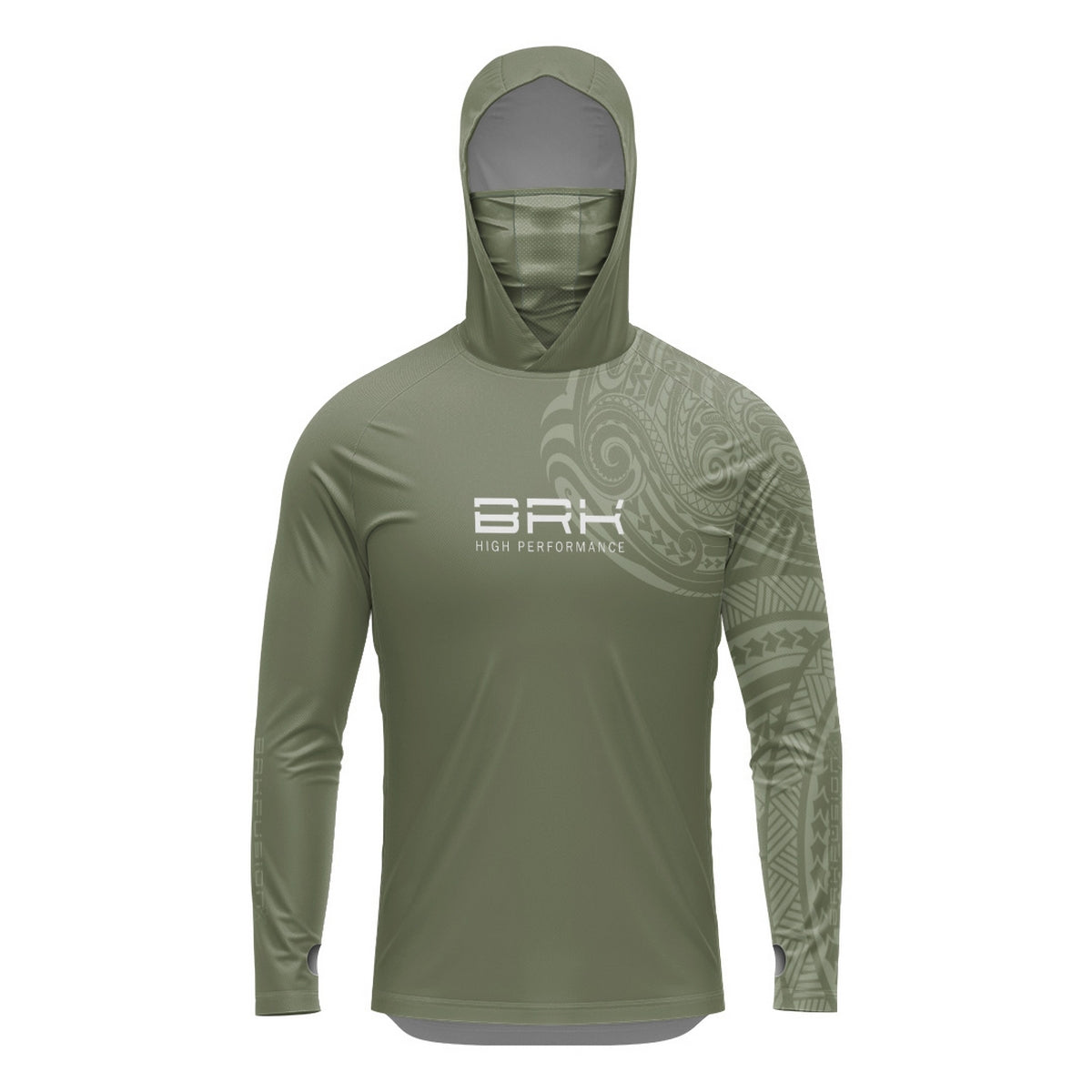 Camisa FusionX Maori Tribal Verde BRK com Proteção Solar UV50+ - Brk Fishing