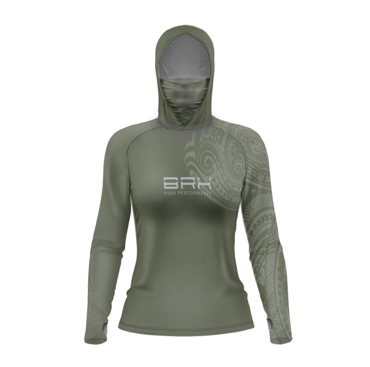 Camisa FusionX Feminina Maori Tribal Verde BRK com Proteção Solar UV50+ - Brk Fishing