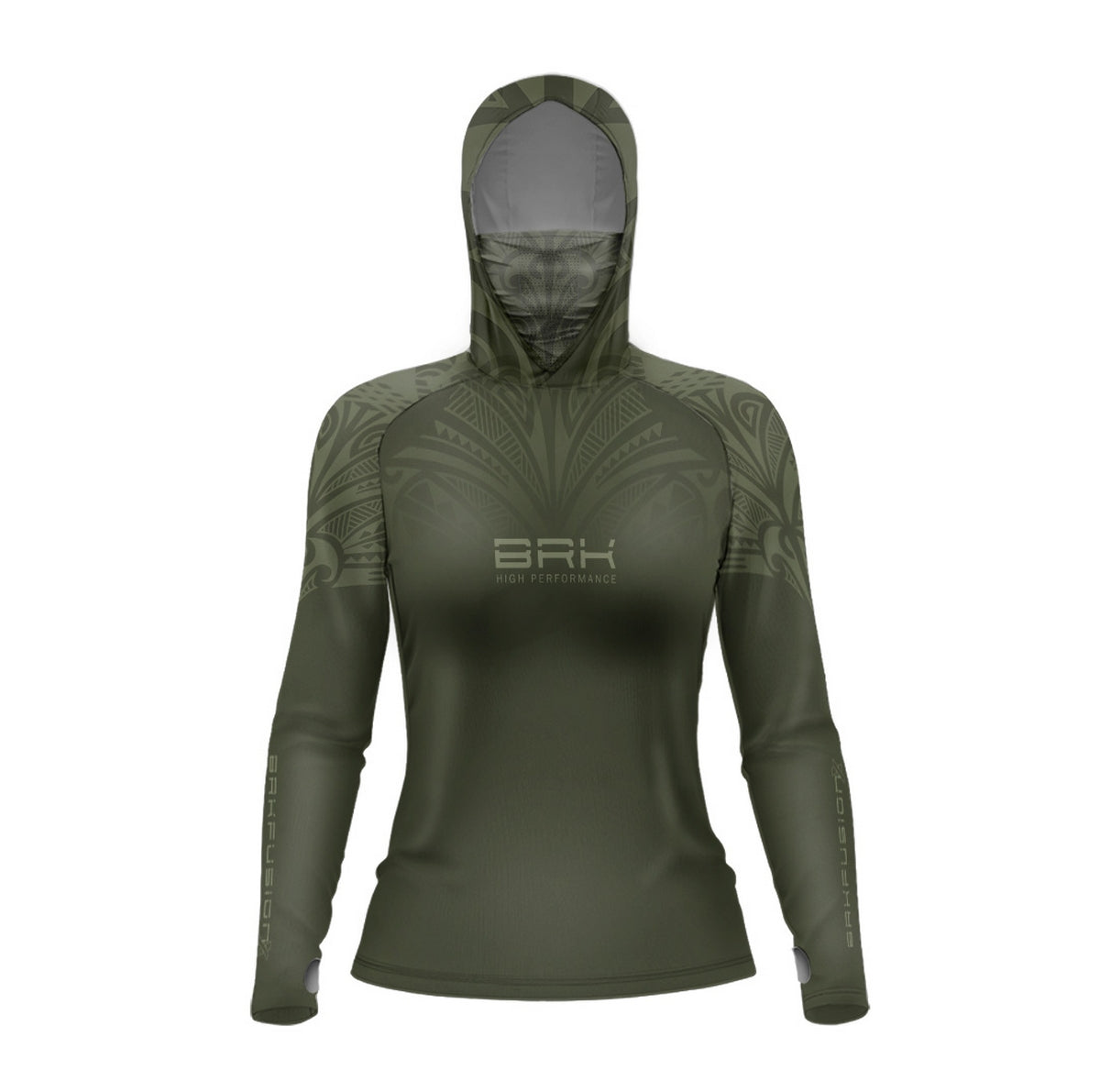 Camisa FusionX Feminina Maori Hunter Verde BRK com Proteção Solar UV50+ - Brk Fishing