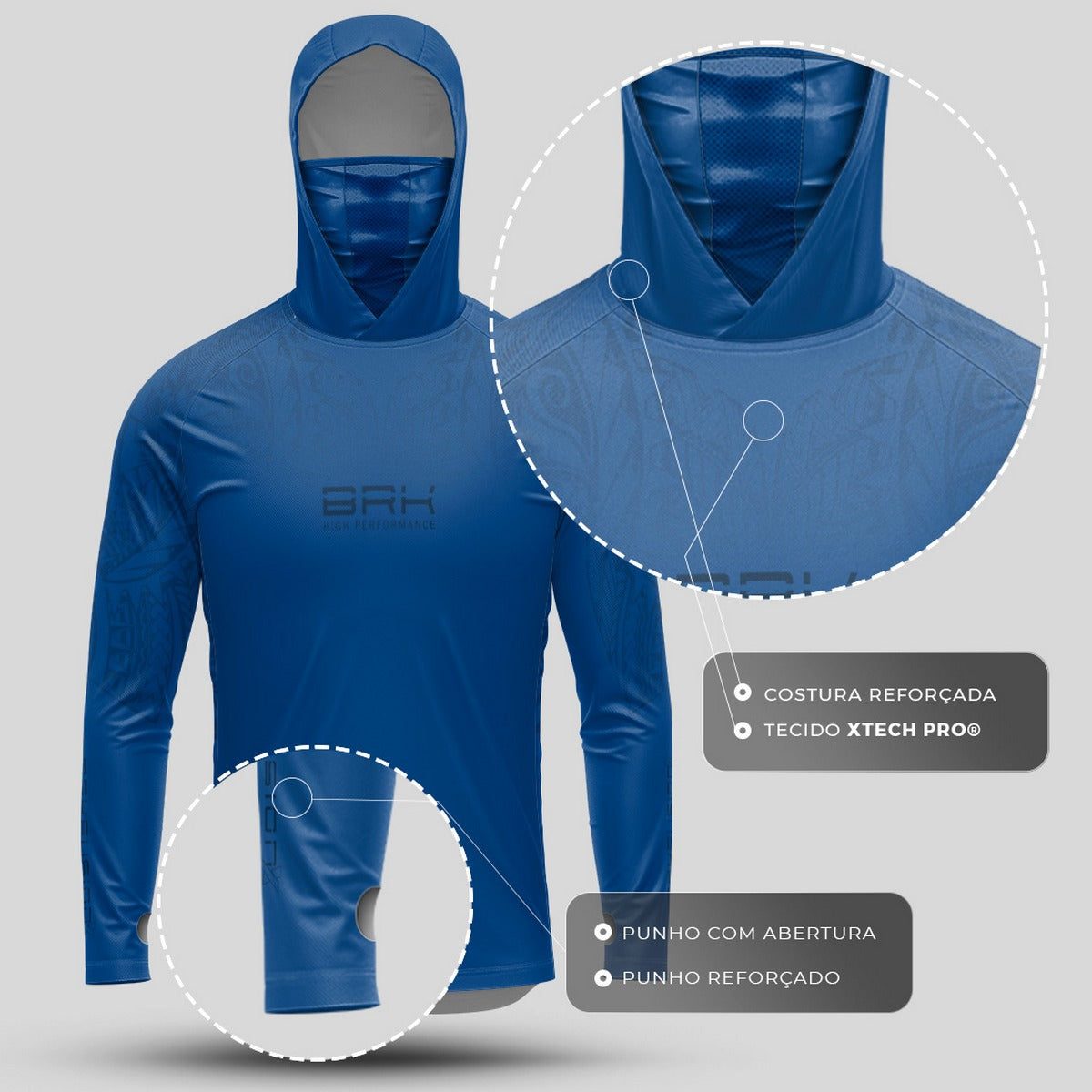 Camisa FusionX Maori Pacific Azul BRK com Proteção Solar UV50+ - Brk Fishing