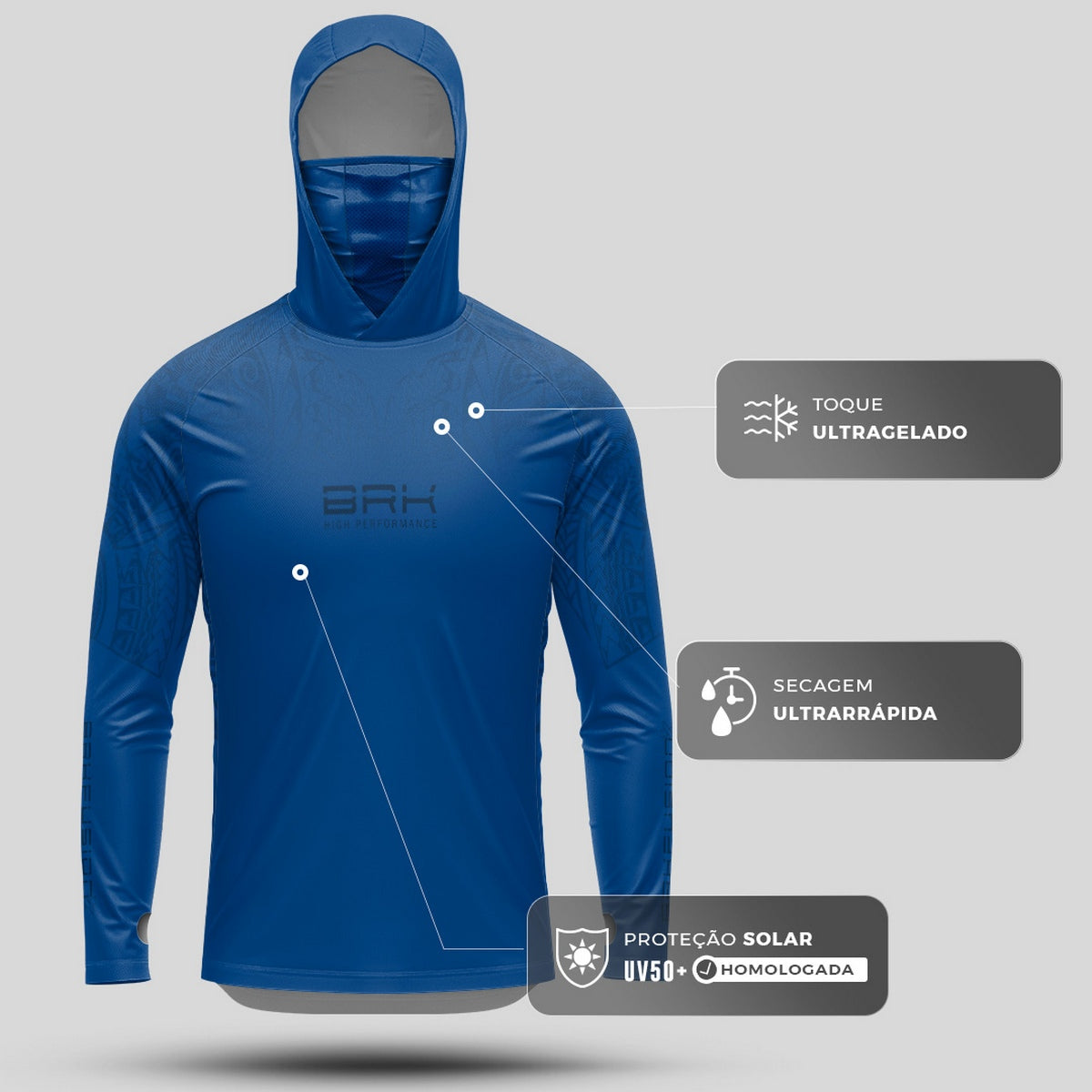 Camisa FusionX Maori Pacific Azul BRK com Proteção Solar UV50+ - Brk Fishing