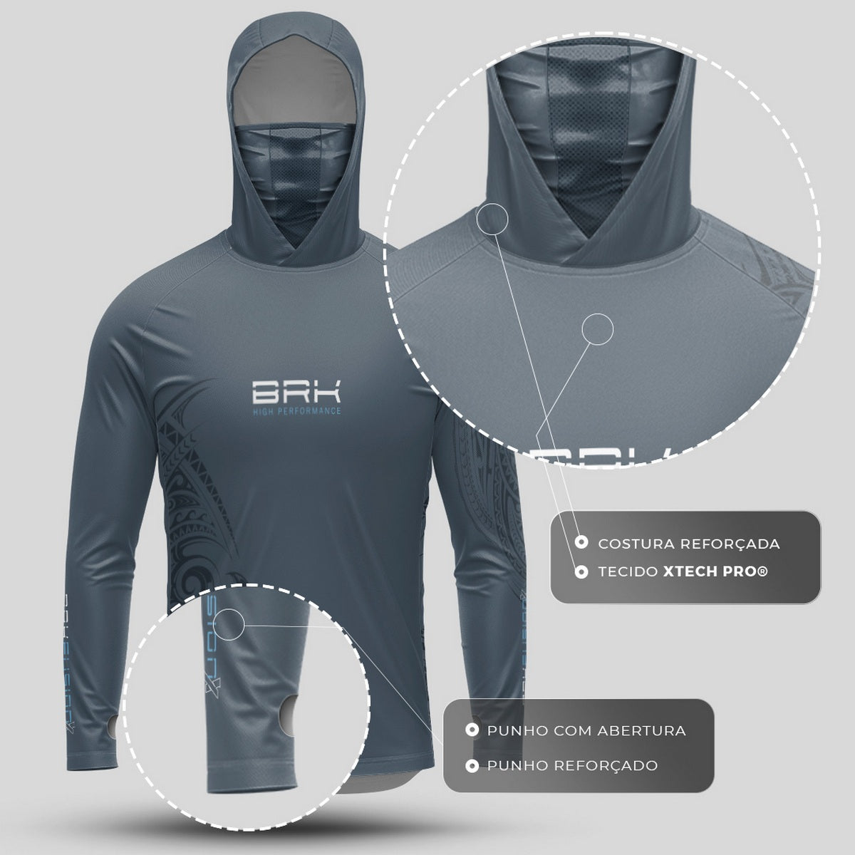 Camisa FusionX Maori Tribal Steel BRK com Proteção Solar UV50+ - Brk Fishing