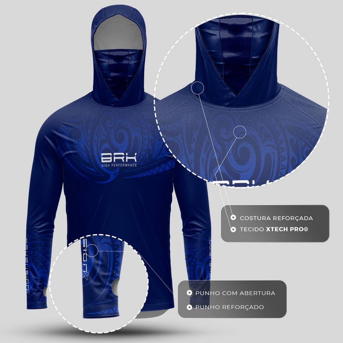Camisa FusionX Maori Deep Ocean BRK com Proteção Solar UV50+ - Brk Fishing