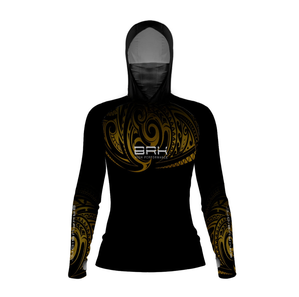 Camisa FusionX Feminina Maori Tribal Preto e Dourado BRK com Proteção Solar UV50+ - Brk Fishing