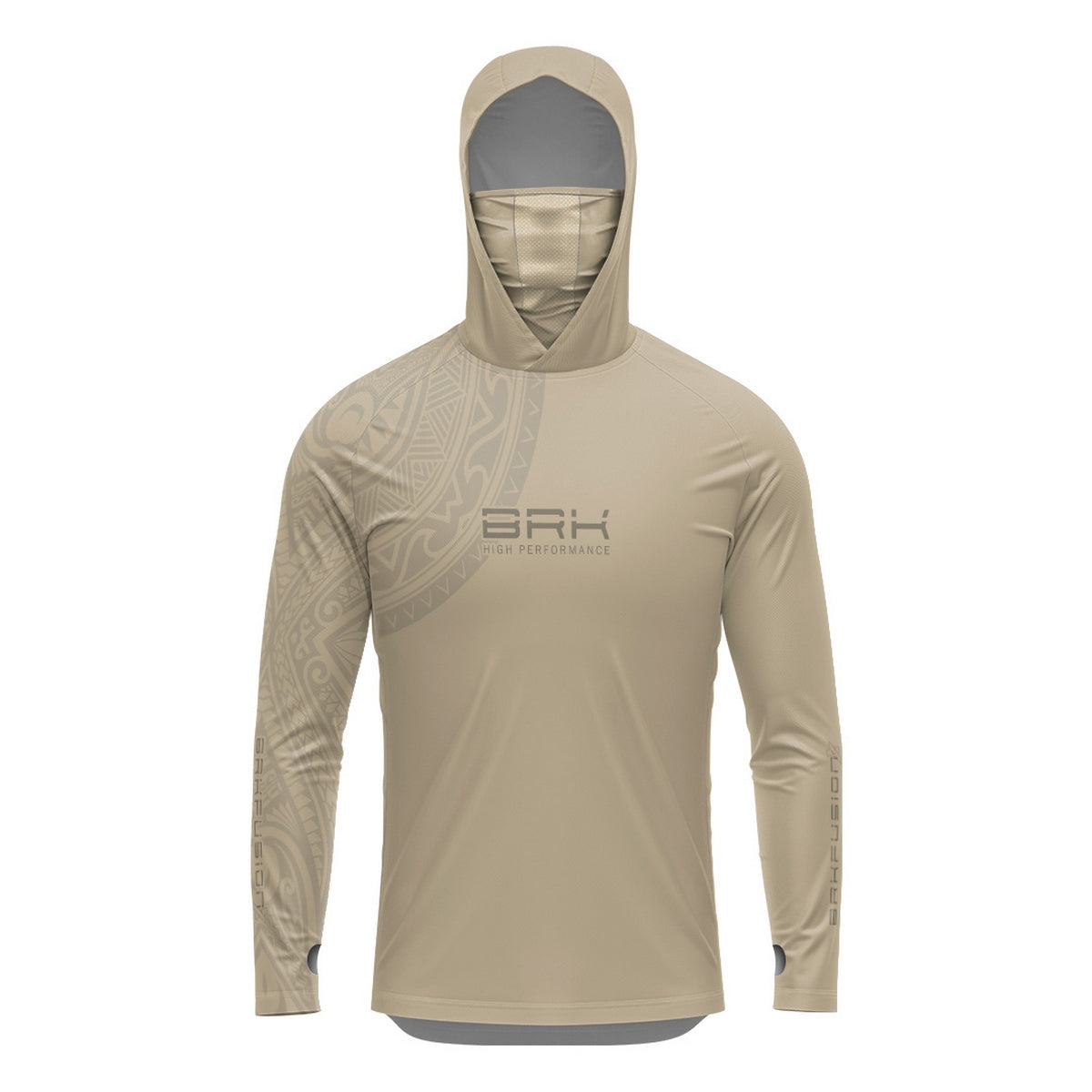Camisa FusionX Maori Tribal Bege BRK com Proteção Solar UV50+ - Brk Fishing