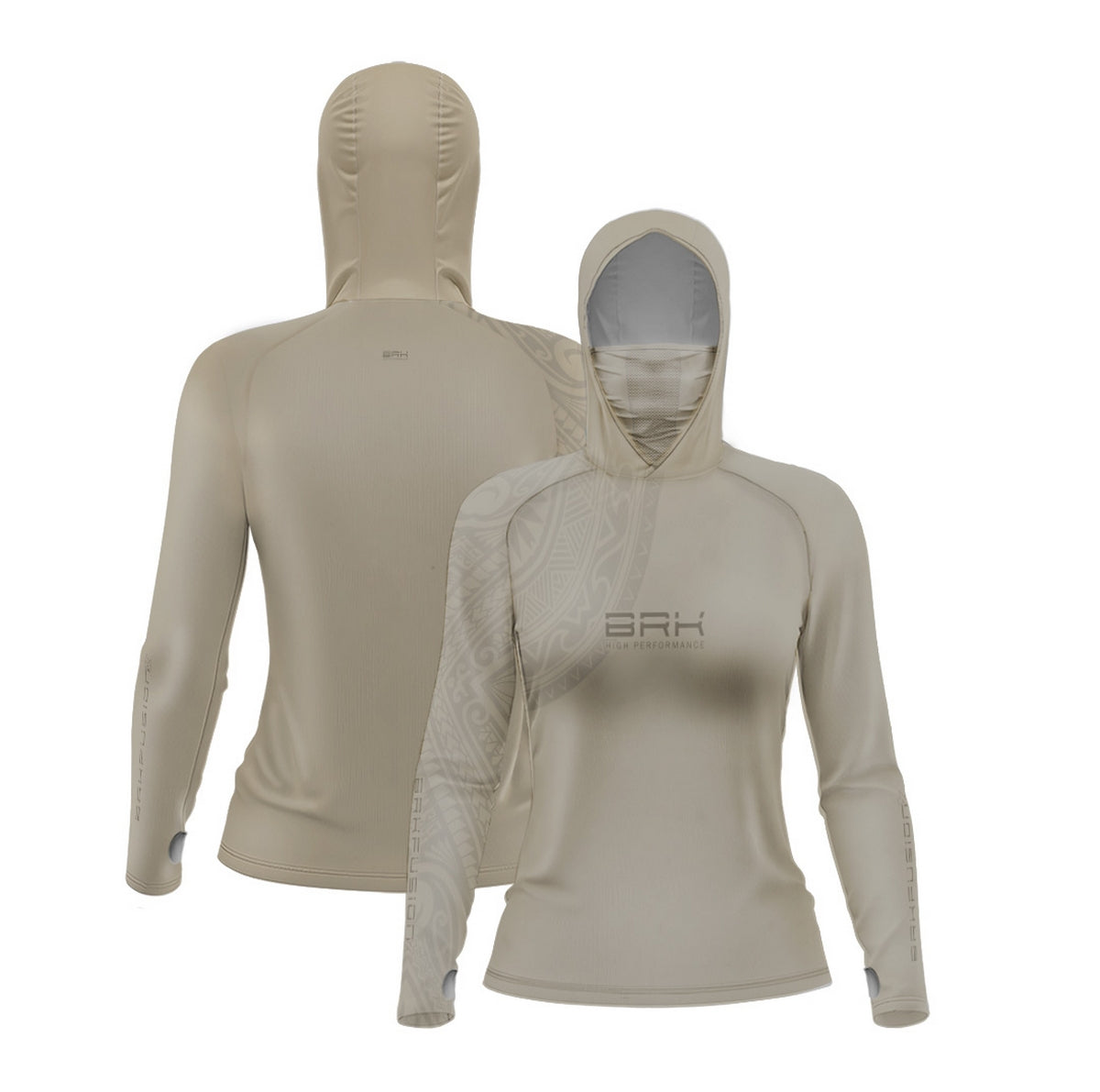 Camisa FusionX Feminina Maori Tribal Bege BRK com Proteção Solar UV50+ - Brk Fishing