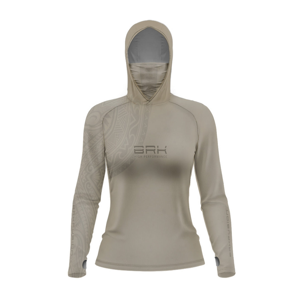Camisa FusionX Feminina Maori Tribal Bege BRK com Proteção Solar UV50+ - Brk Fishing