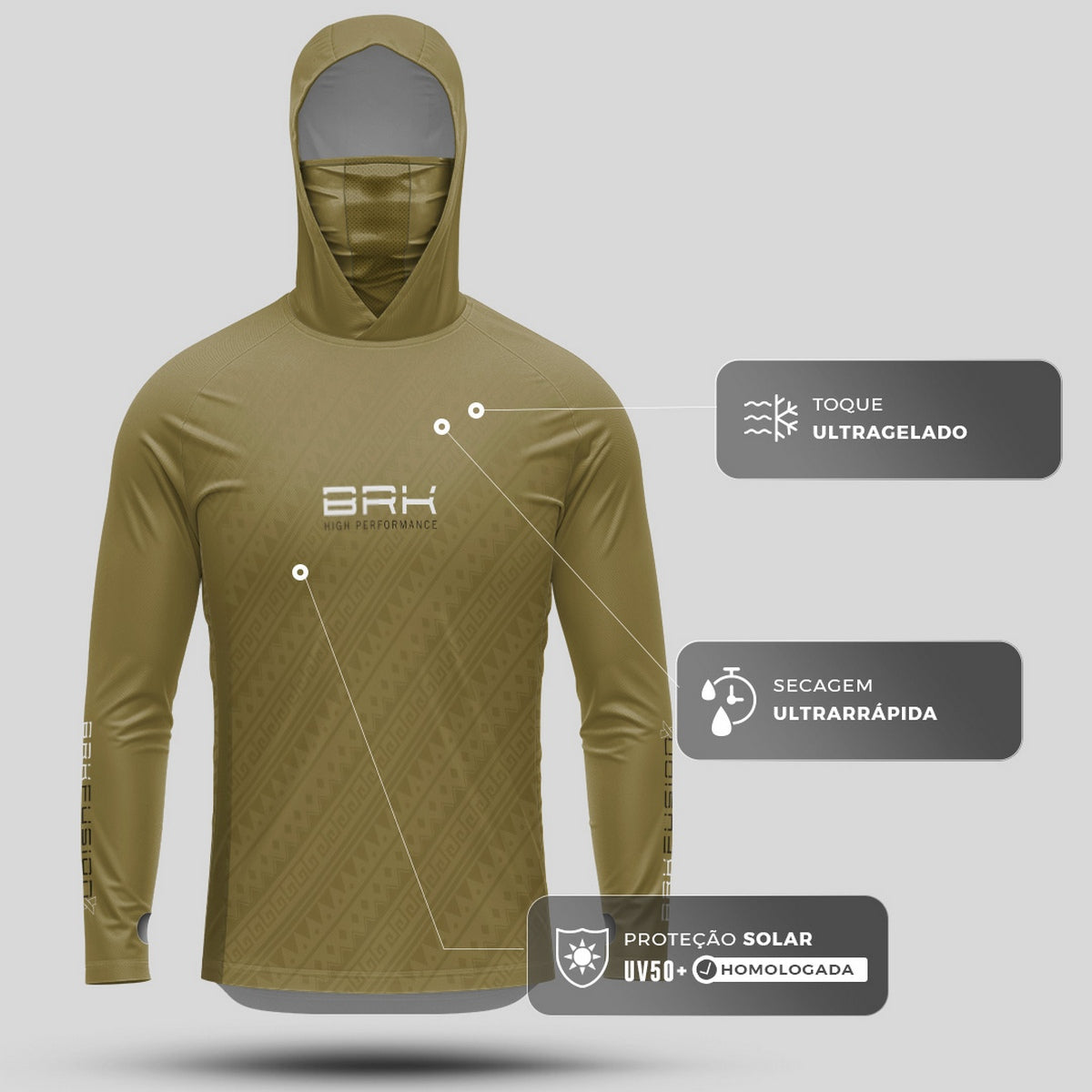 Camisa FusionX Maori Tartaruga Tribal BRK com Proteção Solar UV50+ - Brk Fishing