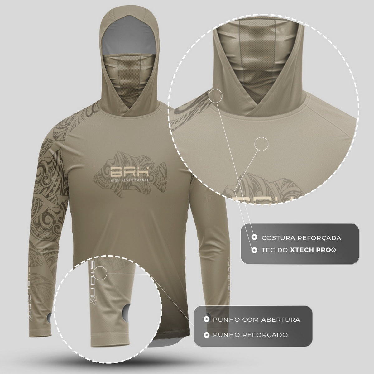 Camisa FusionX Maori Tucunaré Tribal BRK com Proteção Solar UV50+ - Brk Fishing