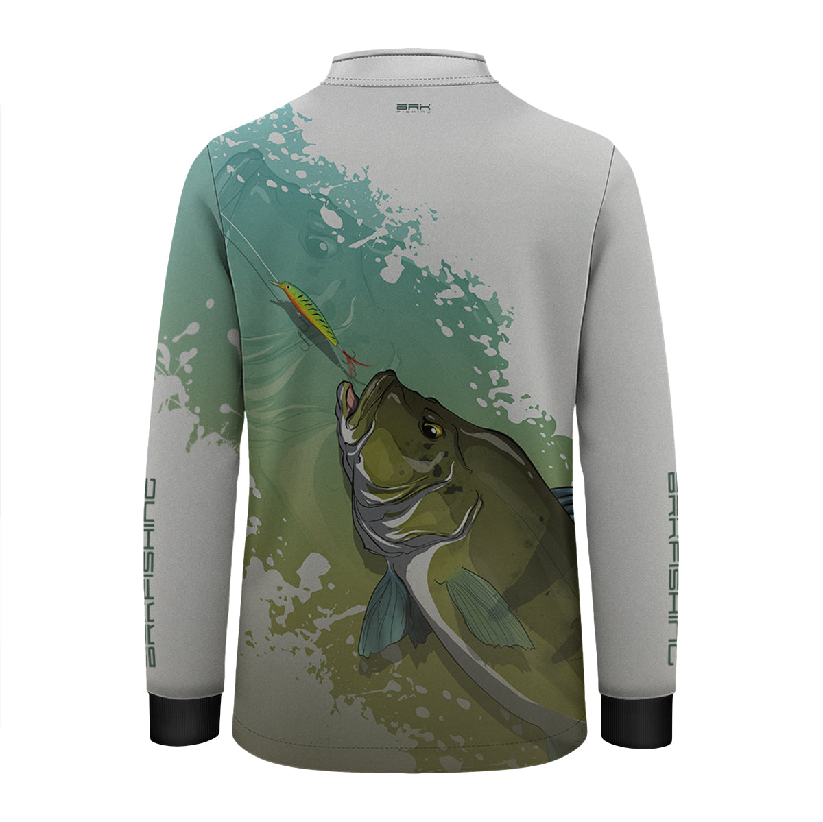 Camisa de Pesca Infantil Brk Tucunaré Verde e Branca com Proteção UV50 Brk Fishing