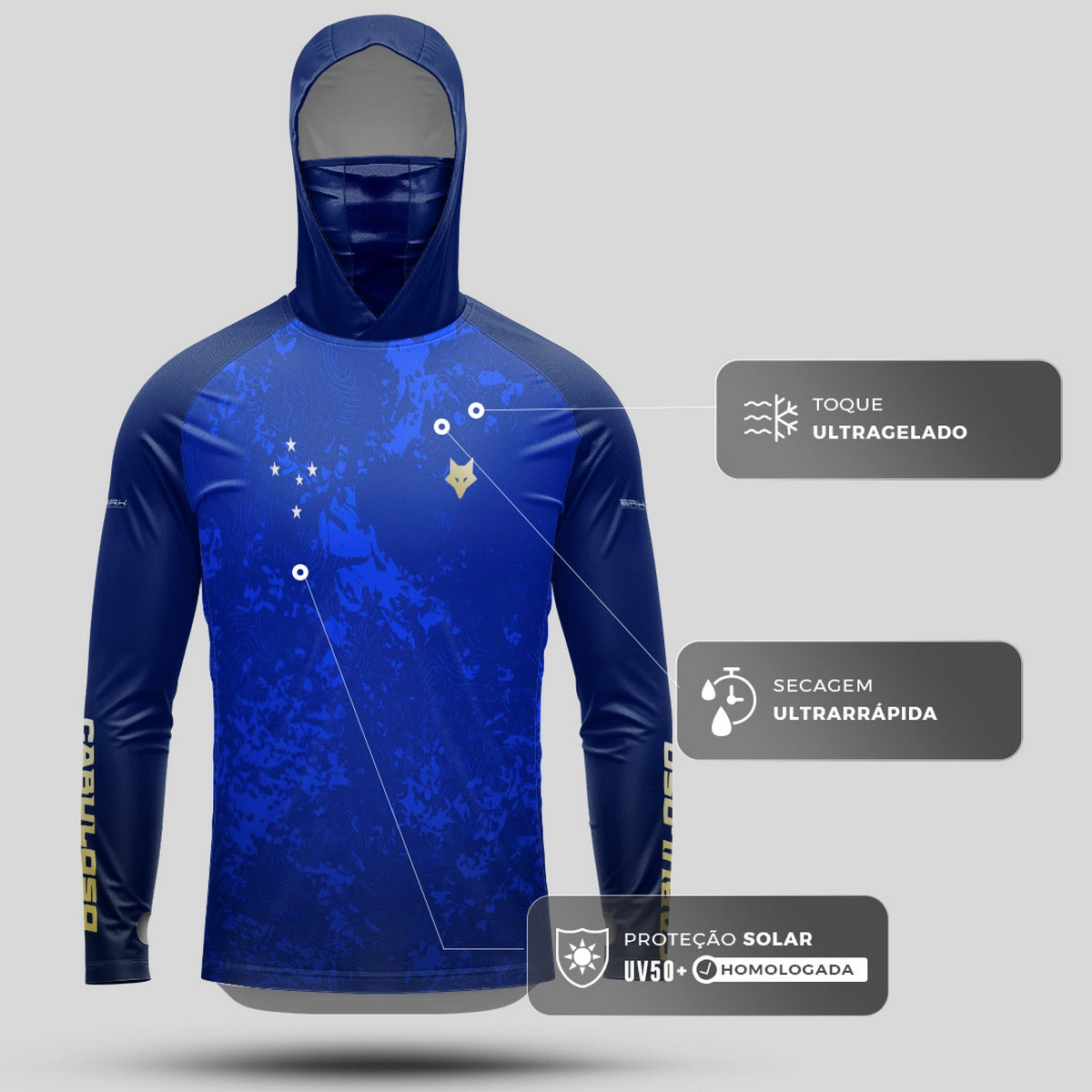 Camisa FusionX Raposa Celeste Cabuloso BRK com Proteção Solar UV50+ Brk Fishing