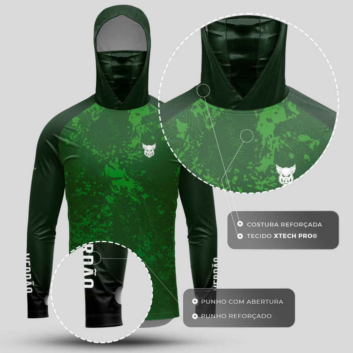 Camisa FusionX Verdão Alviverde BRK com Proteção Solar UV50+ Brk Fishing