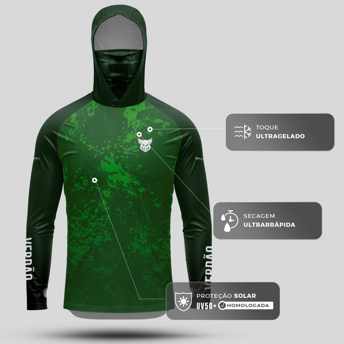 Camisa FusionX Verdão Alviverde BRK com Proteção Solar UV50+ Brk Fishing