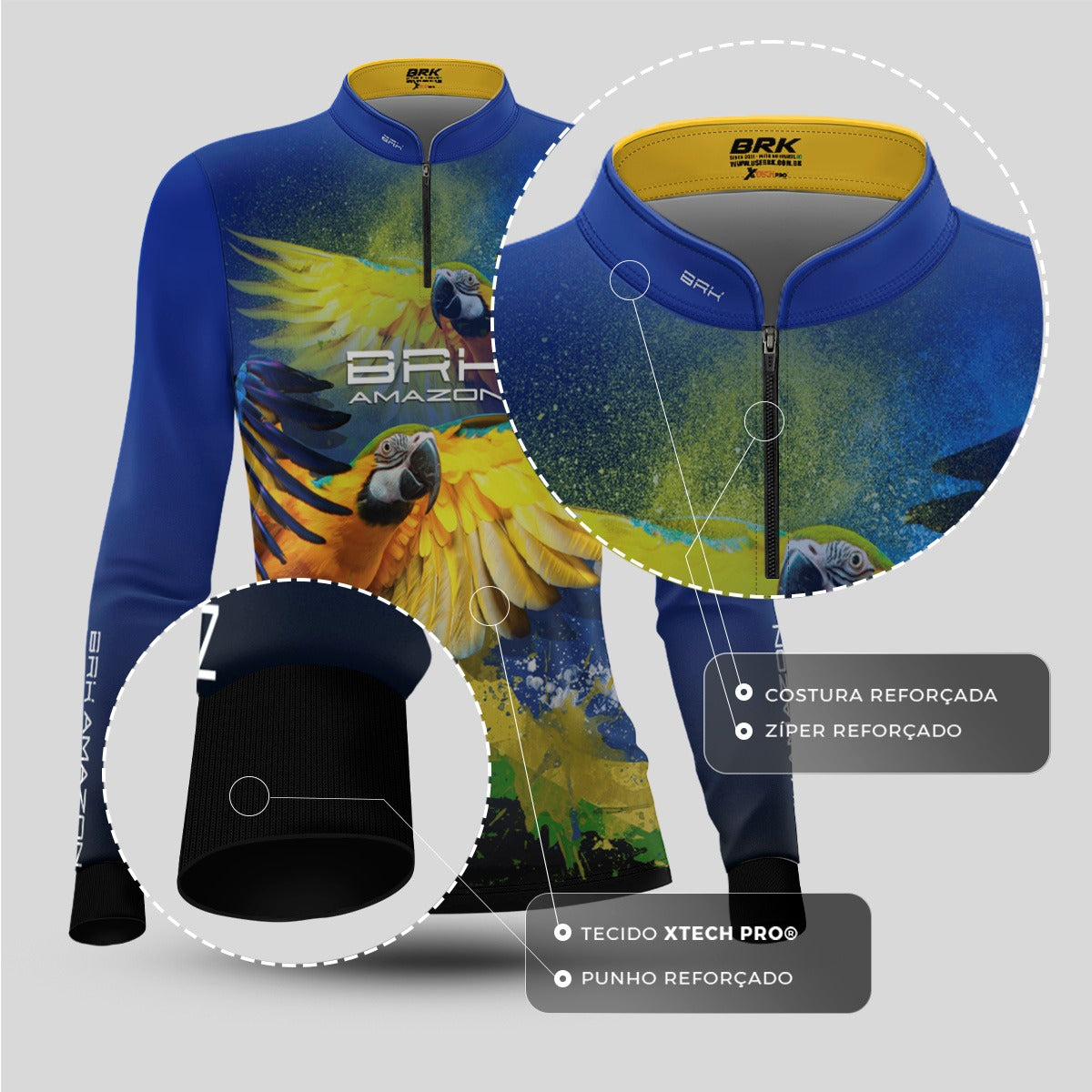 Camisa de Pesca Brk Amazon Arara Brasil com Proteção UV50 Brk Fishing