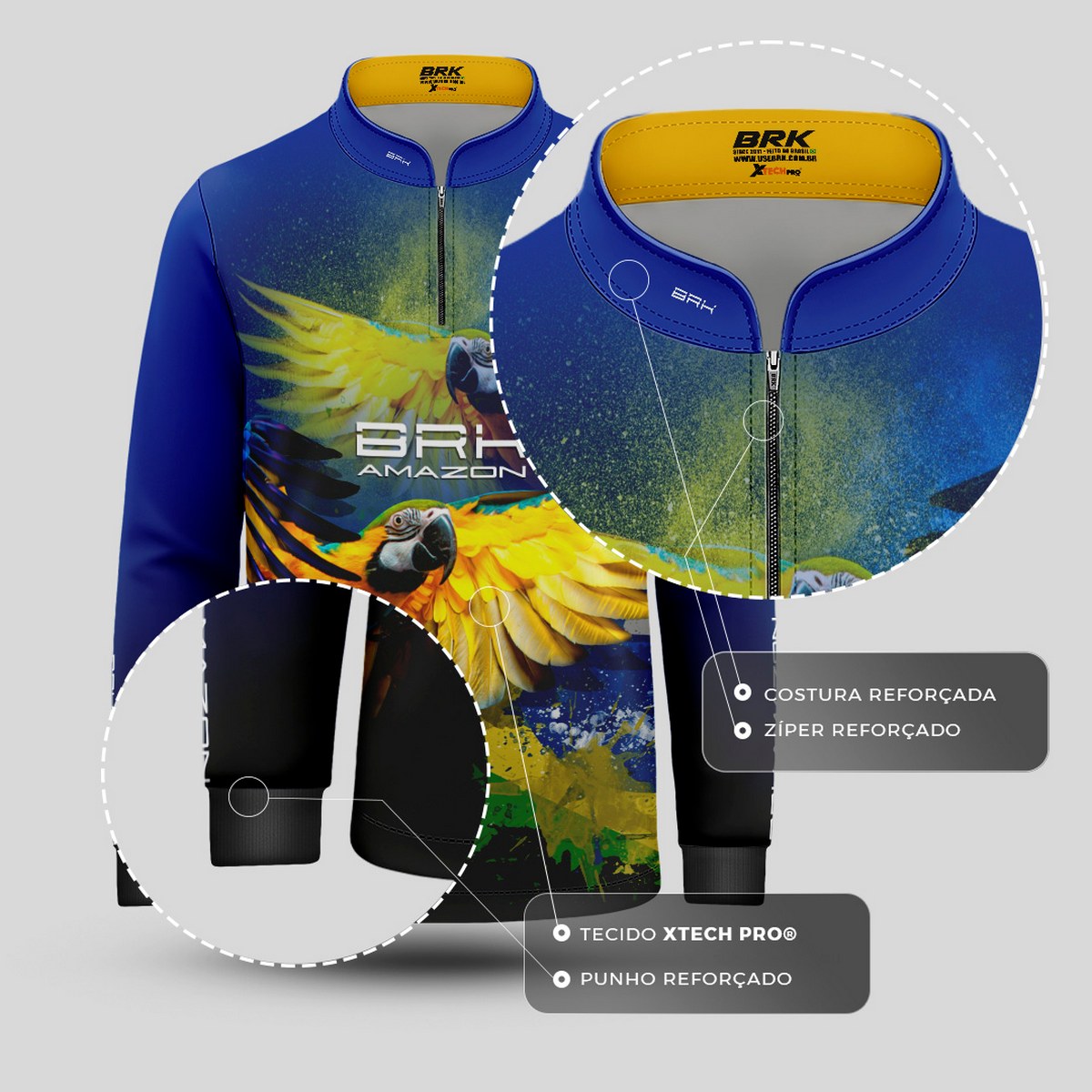 Camisa de Pesca Brk Amazon Arara Brasil com Proteção UV50 Brk Fishing