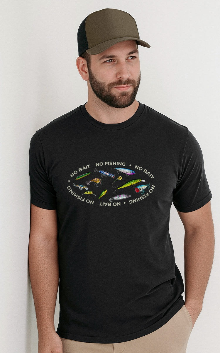 Camiseta Básica de Algodão Brk Preta No Bait No Fishing Brk Fishing