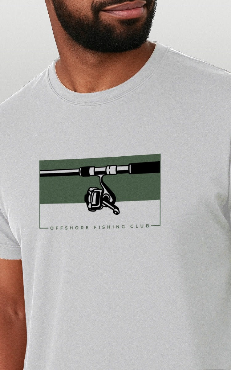 Camiseta Básica de Algodão Brk Branca Fishing Club Vara de Pesca Brk Fishing