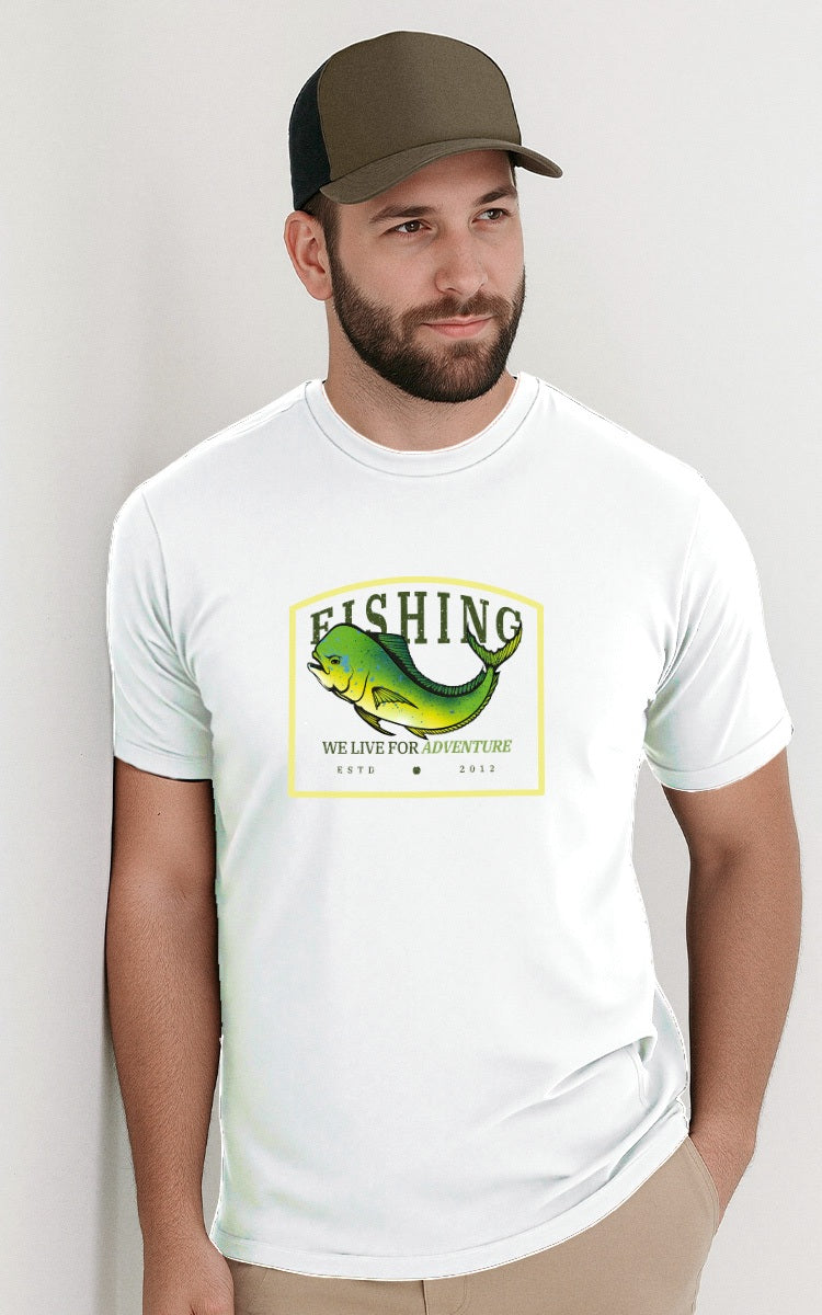 Camiseta Básica de Algodão Brk We Live For Adventure Dourado Brk Fishing