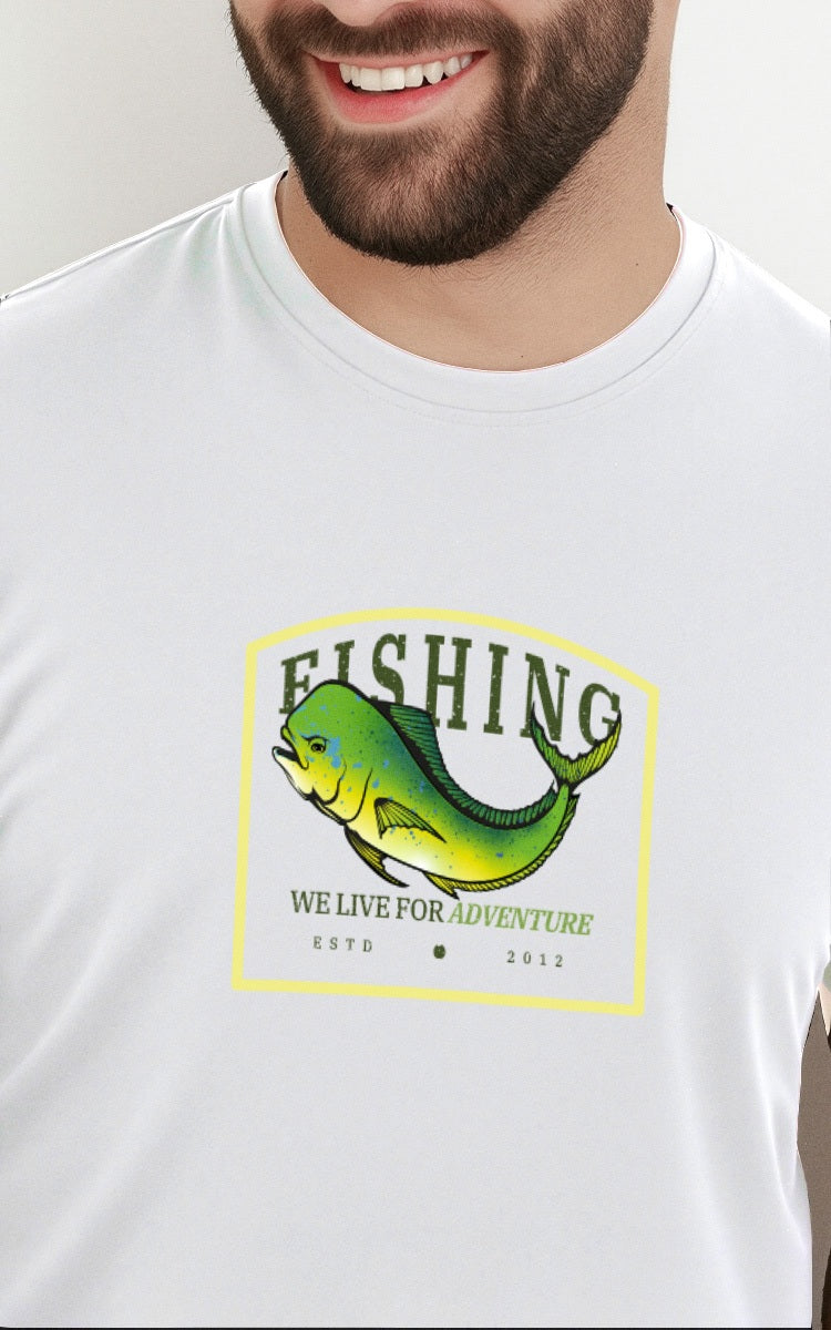 Camiseta Básica de Algodão Brk We Live For Adventure Dourado Brk Fishing
