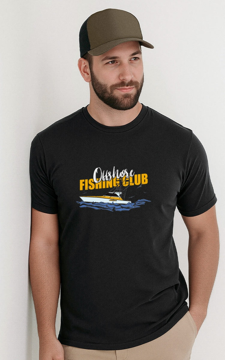 Camiseta Básica de Algodão Brk Preta Offshore Fishing Club Brk Fishing