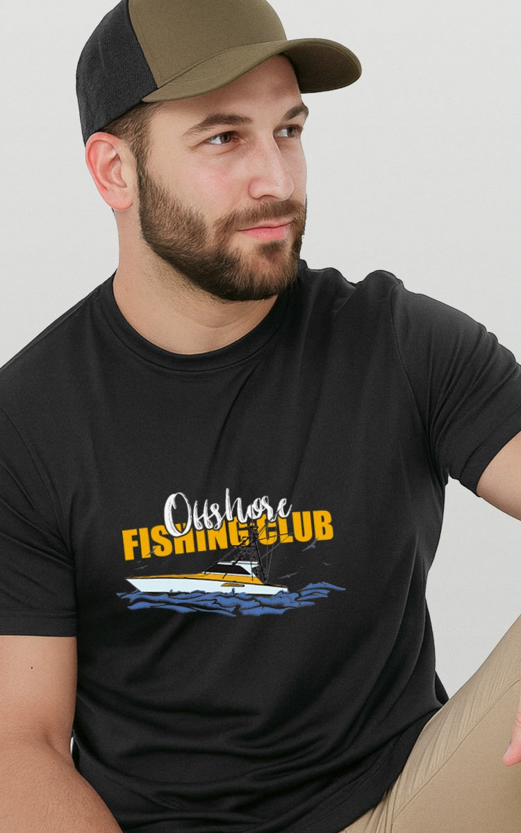 Camiseta Básica de Algodão Brk Preta Offshore Fishing Club Brk Fishing