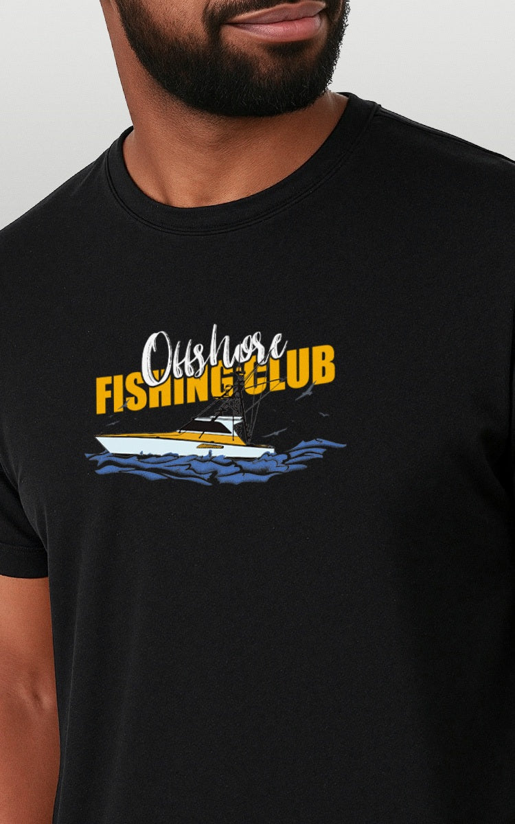 Camiseta Básica de Algodão Brk Preta Offshore Fishing Club Brk Fishing