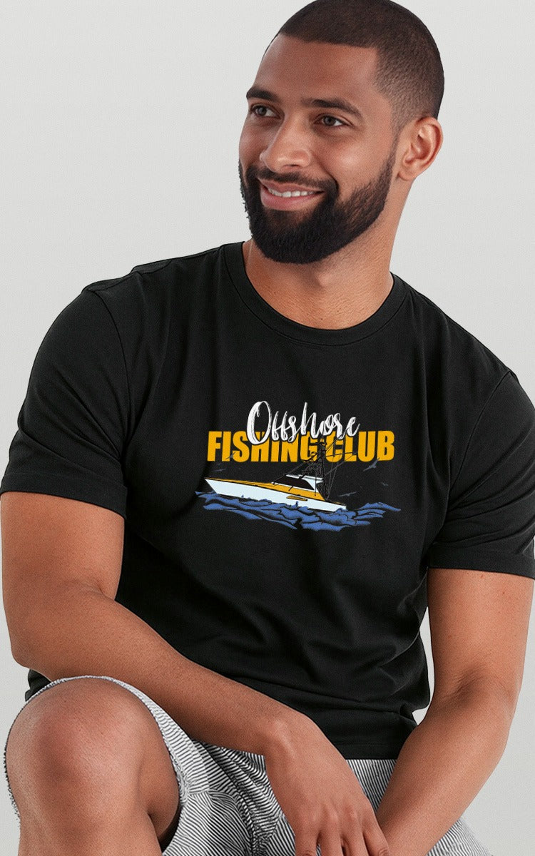 Camiseta Básica de Algodão Brk Preta Offshore Fishing Club Brk Fishing