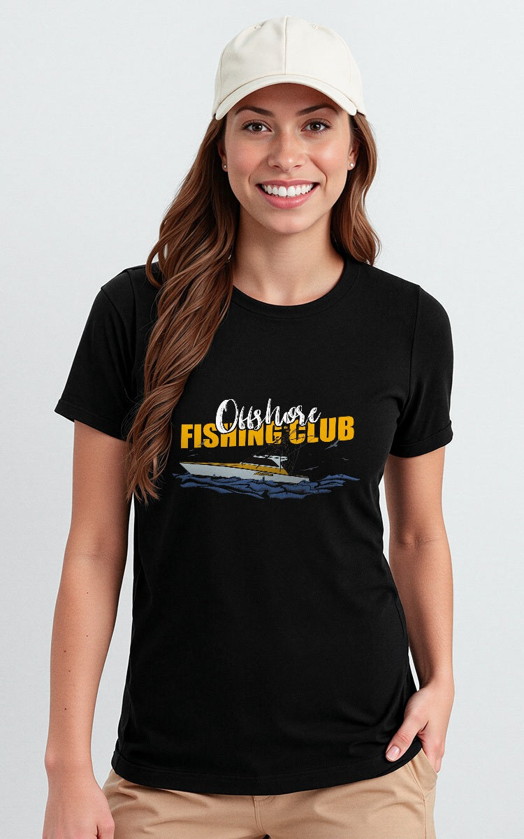 Camiseta Básica de Algodão Brk Preta Offshore Fishing Club Brk Fishing