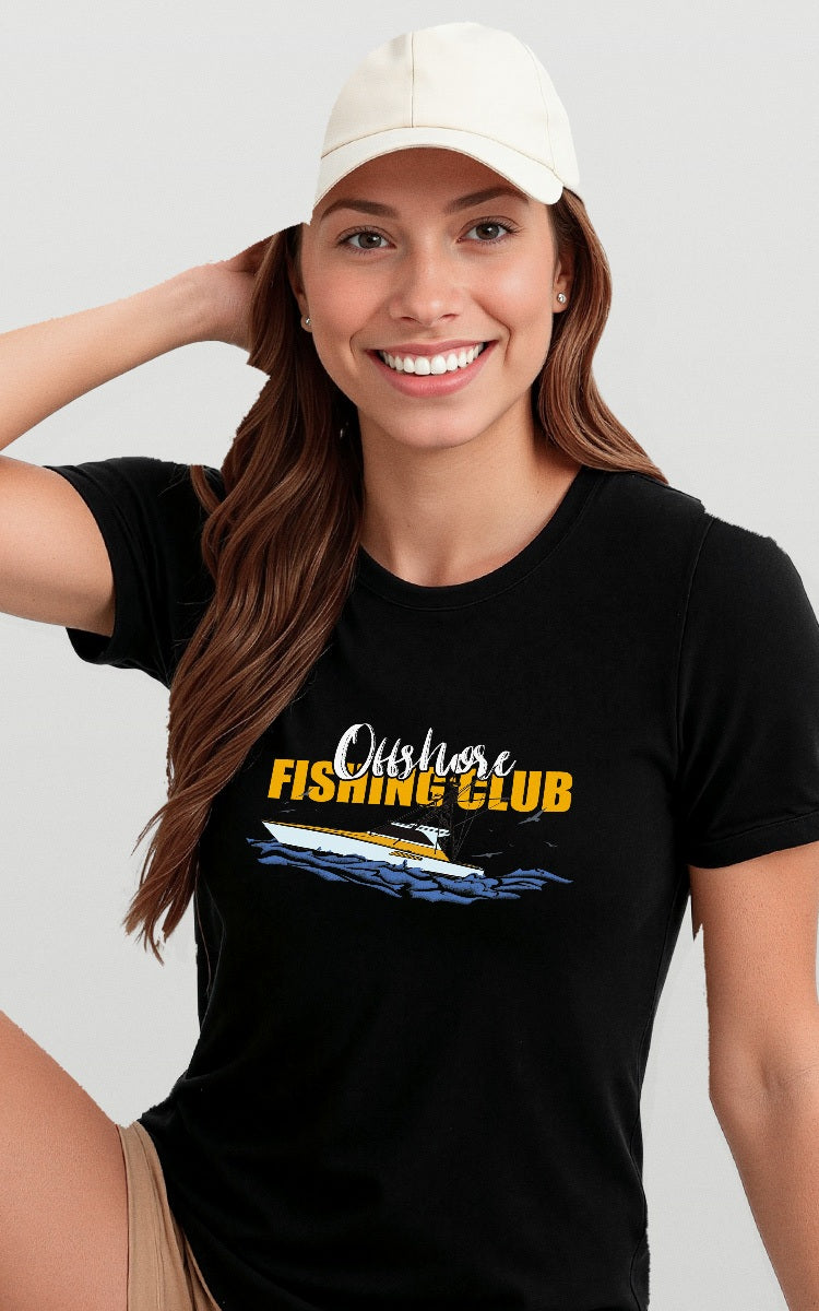 Camiseta Básica de Algodão Brk Preta Offshore Fishing Club Brk Fishing