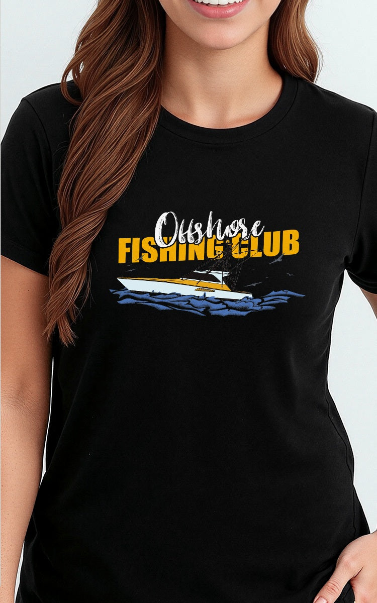 Camiseta Básica de Algodão Brk Preta Offshore Fishing Club Brk Fishing