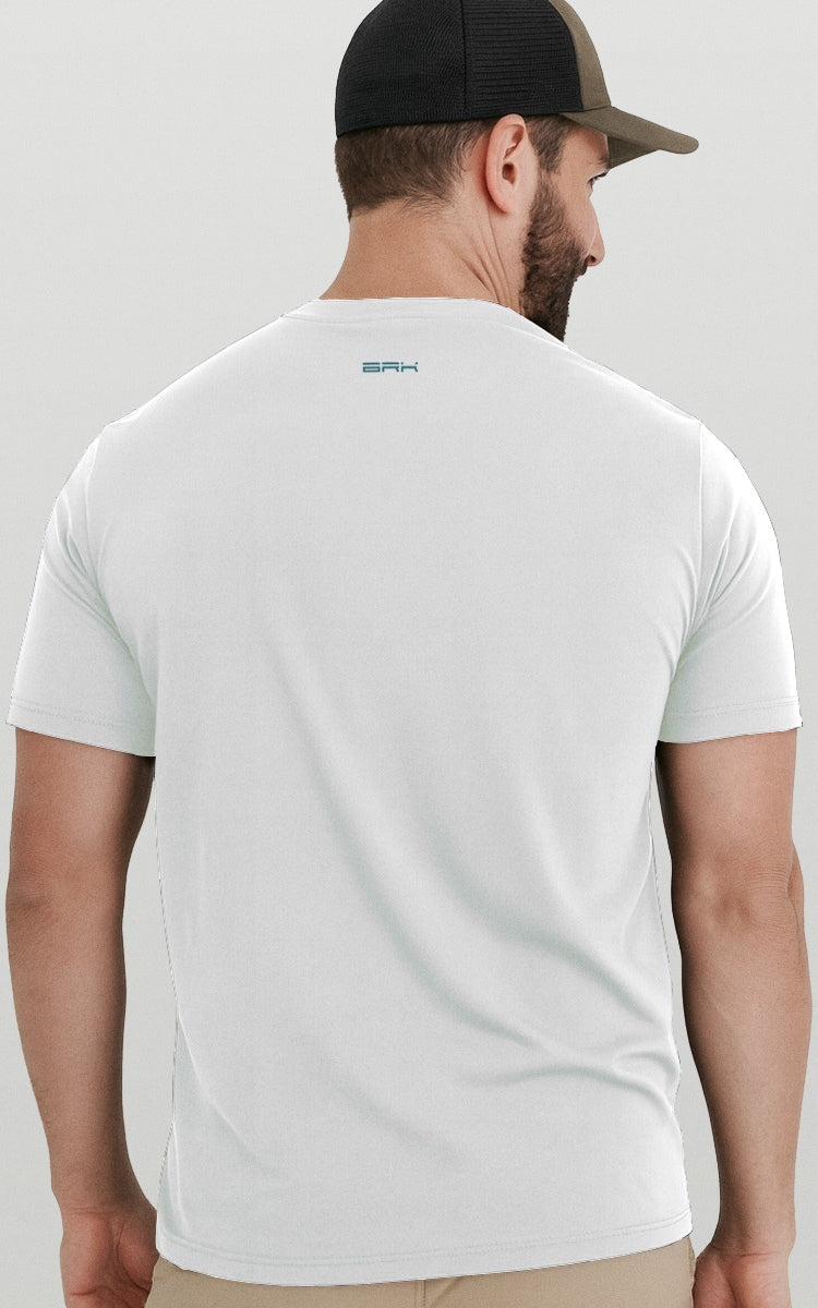 Camiseta Básica de Algodão Brk Branca Fishing Club Carretilha Brk Fishing