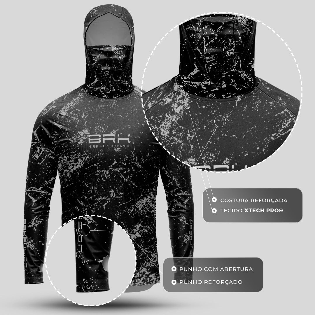Camisa FusionX Brk Fishing Preto com Proteção UV50+