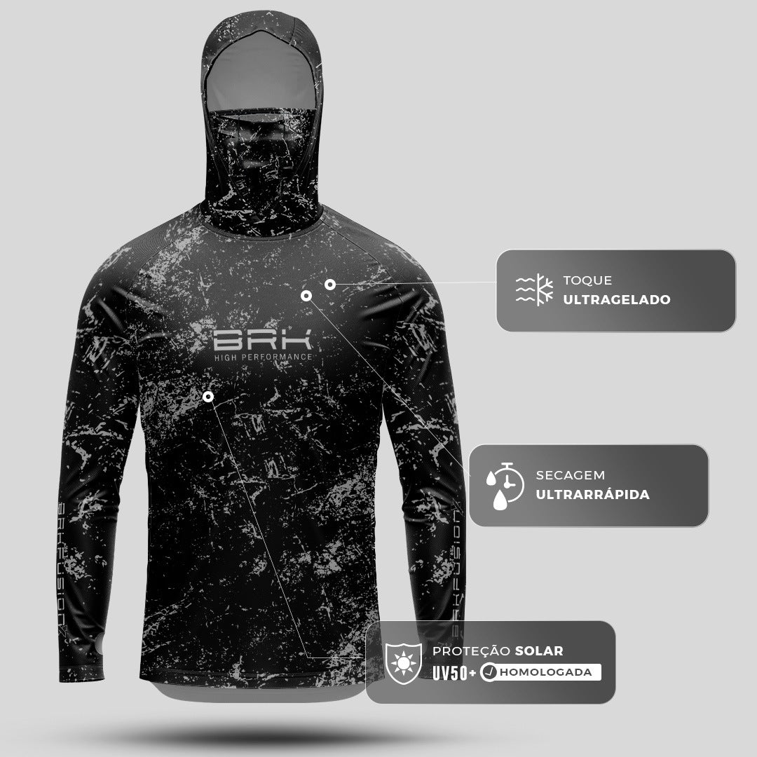 Camisa FusionX Brk Fishing Preto com Proteção UV50+