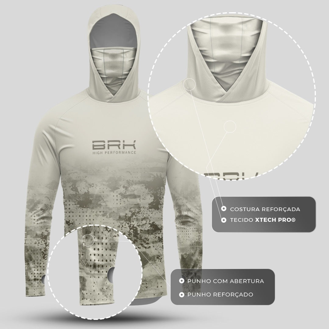 Camisa FusionX Brk Fishing Grunge Bege com Proteção UV50+