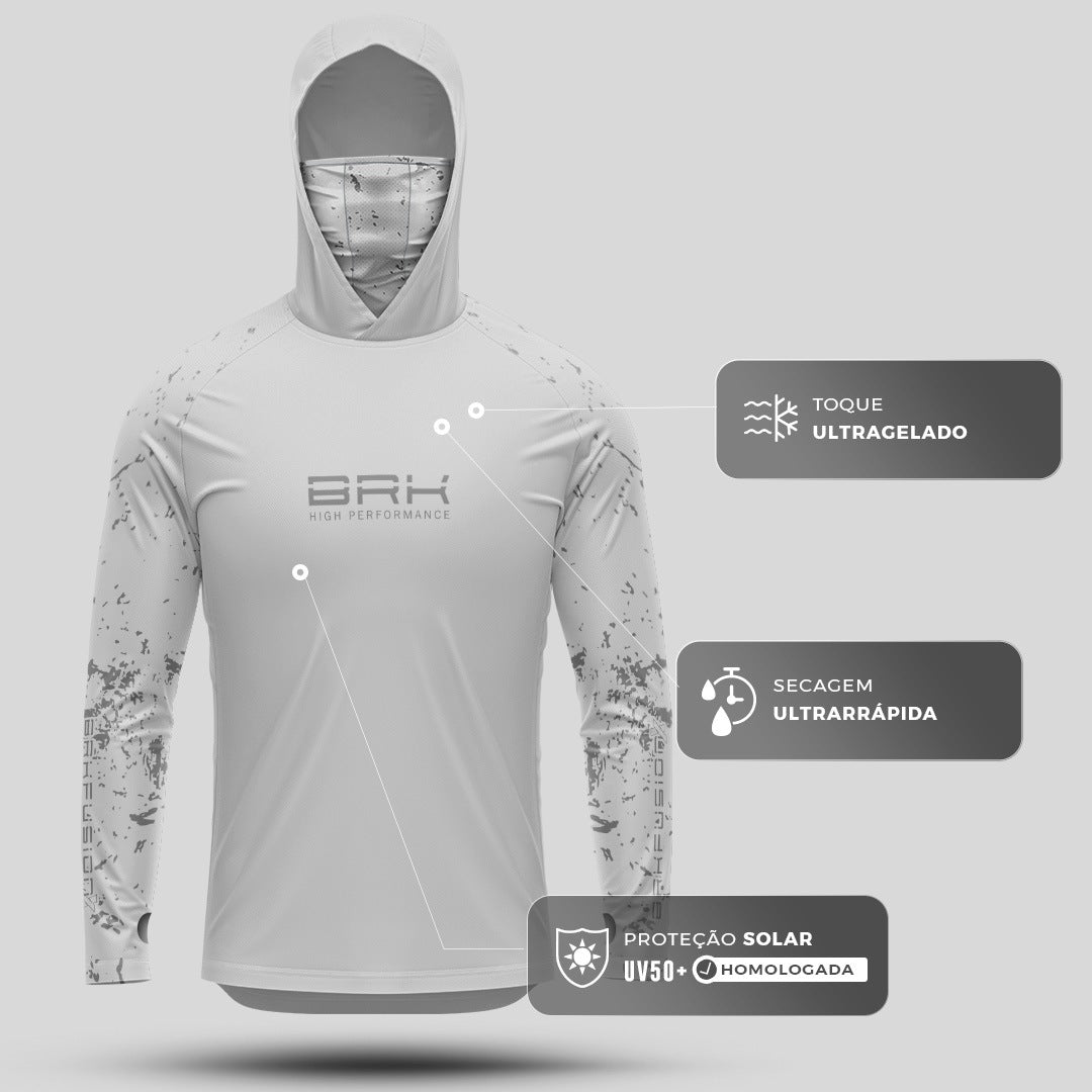 Camisa FusionX Brk Fishing Mancha Cinza com Proteção UV50+